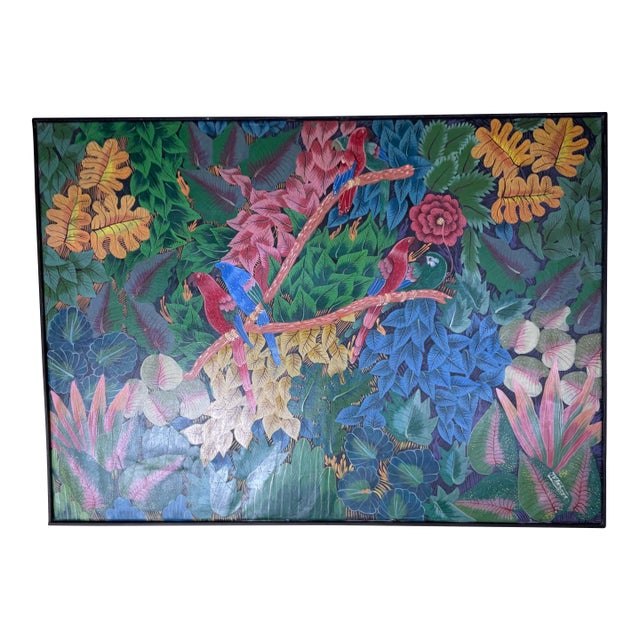 Captivating Haitian Jungle Scene With Macaws - Signed Original Art For Sale