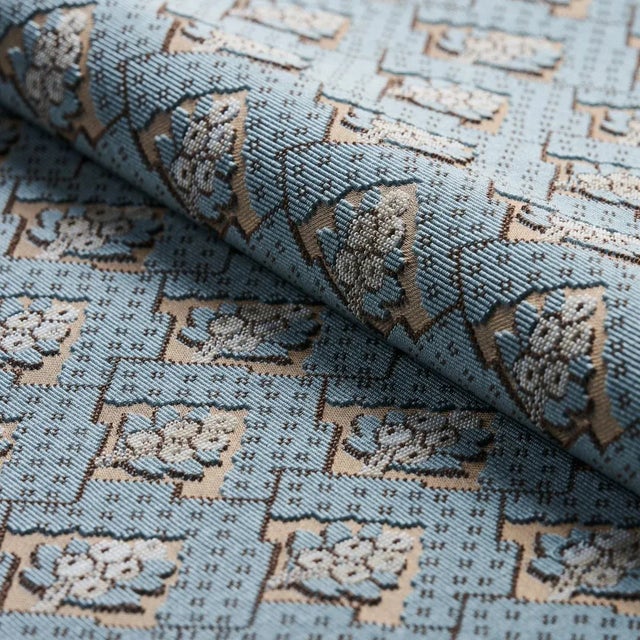 Schumacher Sample - Schumacher Blair Silk Epingle Fabric in Worcester Blue For Sale - Image 4 of 4