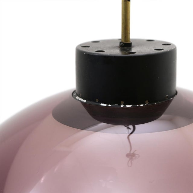 Purple Methacrylate and Glass Pendant Light, 1950s For Sale - Image 9 of 13