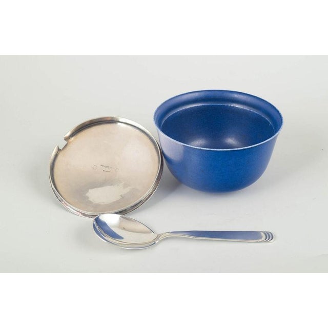 Stoneware Jar with Silver Lid and Spoon from Saxbo, 1934, Set of 2 For Sale - Image 3 of 6