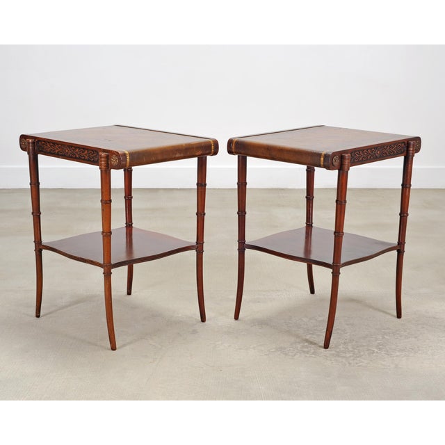 Pair of Regency Style Mahogany Leather Top Drink Side Tables For Sale - Image 10 of 18
