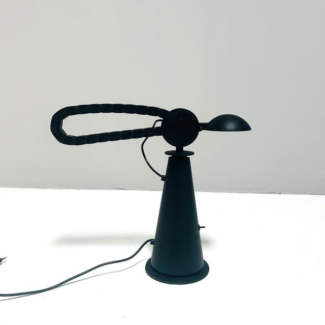 Vintage Italian Black Gaucho Desk Lamp by Studio P.E.R for Egoluce, 1980s For Sale - Image 4 of 13