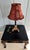 Late 20th Century Retro Excelsior Table Lamp, Iron Column and Red Lamp Shade Paw and Ball Feet For Sale - Image 4 of 12