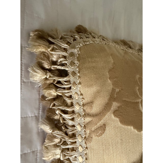 The House of Scalamandre Custom Scalamandre "Cinnabar" Lumbar Pillow With Tassel Fringe & Down Insert, 18 X 12 For Sale - Image 4 of 7