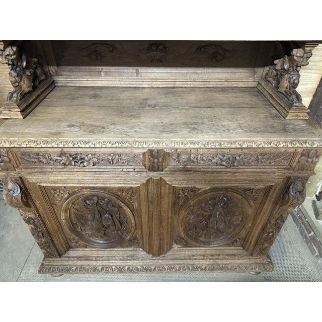 French Carved Oak Hunting Cupboard, 1860 For Sale - Image 17 of 18