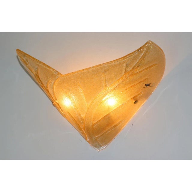 Mid-Century Modern Vintage Amber Murano Glass Wall Lamp For Sale - Image 3 of 12