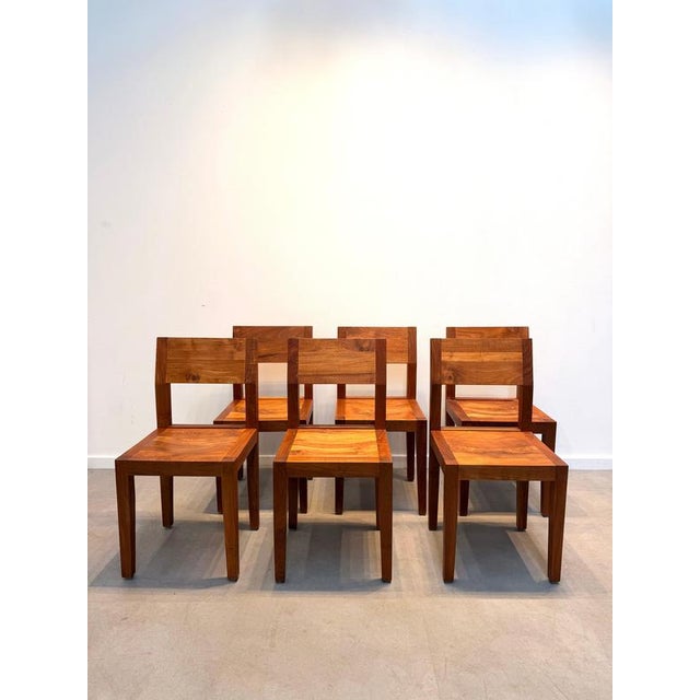 Wood Teak Dining Chairs, Set of 6 For Sale - Image 7 of 7