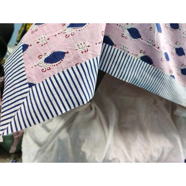 Hand Block Printed Light Pink Tablecloth, 60" x 90" For Sale - Image 6 of 9