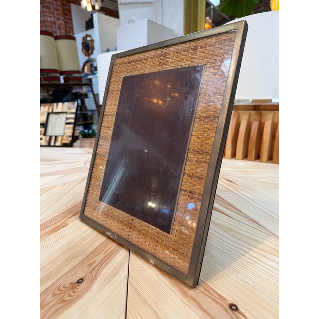 Woven Rattan Picture Frame With Metal Border For Sale In Los Angeles - Image 6 of 7
