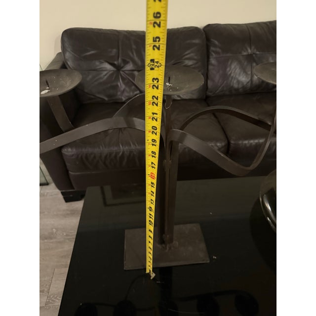 1900s Hand Crafted Brutalist Iron Candelabra With 5 Candle Holders 23x34 For Sale In Atlanta - Image 6 of 8