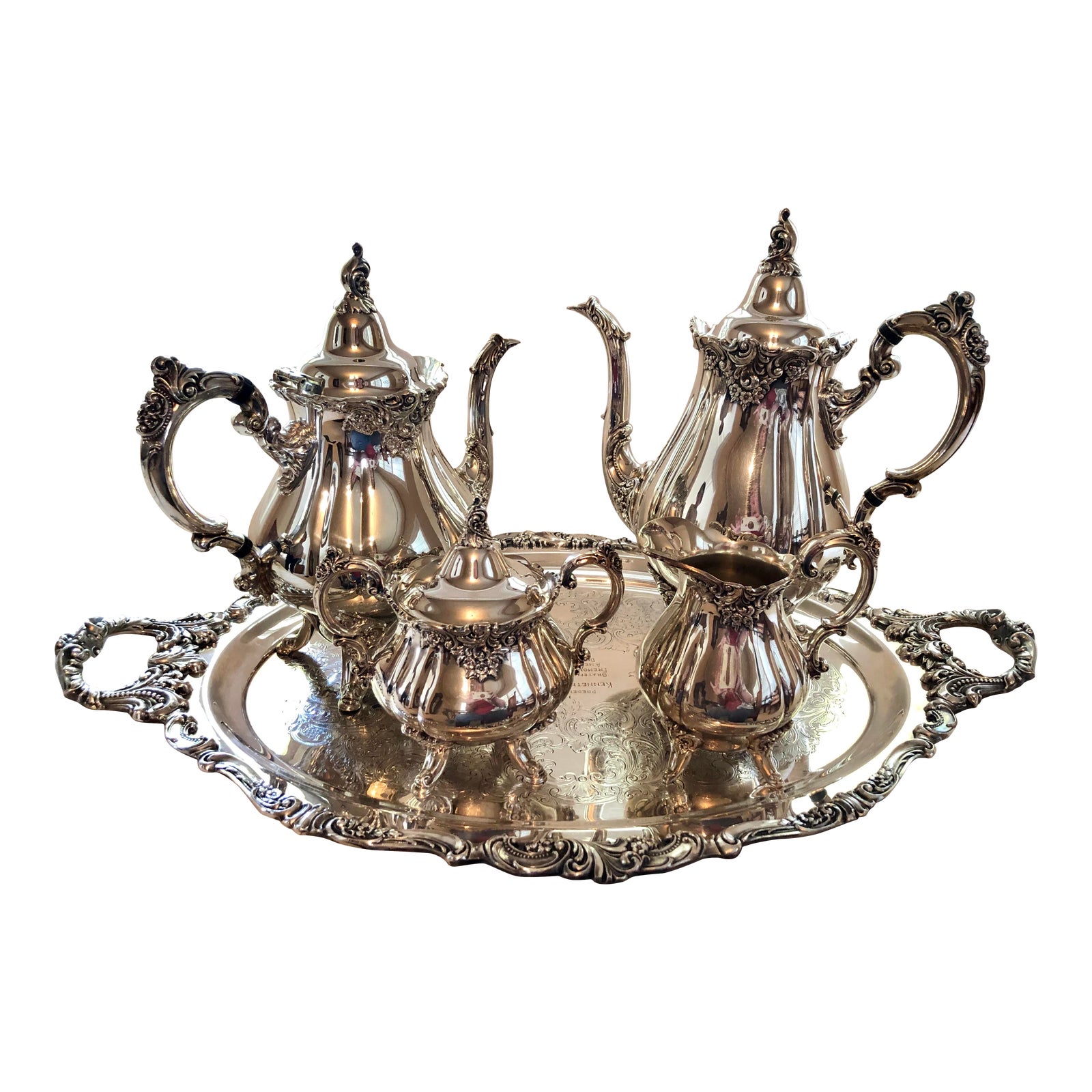 Wallace Grande Baroque Silver Coffee and Tea Set Chairish