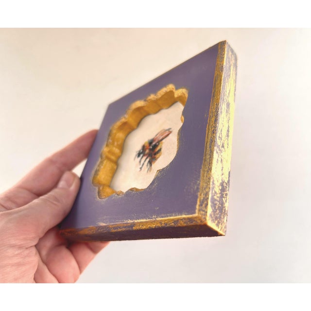 Framed Insect Painting Original Small Bumble Bee Framed Art Tiny Wall Victorian For Sale - Image 4 of 10