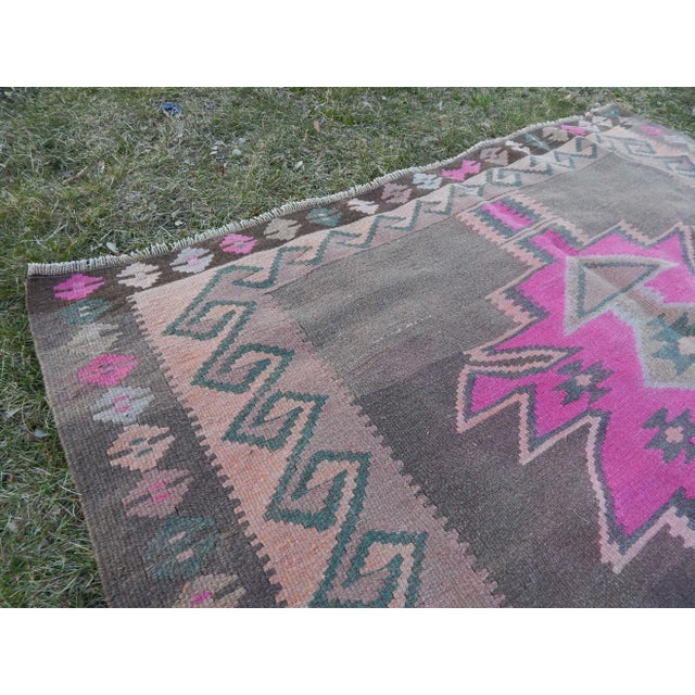 Textile Boho Chic Vintage Turkish Kilim Tribal Runner , Extra Long Runner 4′11″ × 10′10″ For Sale - Image 7 of 12