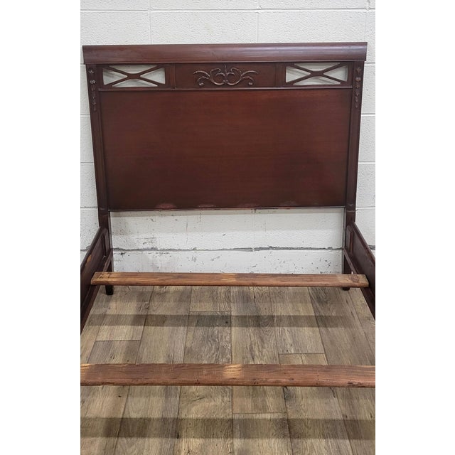 Traditional Vintage Twin Size Cherry Sleigh Bed For Sale - Image 3 of 11