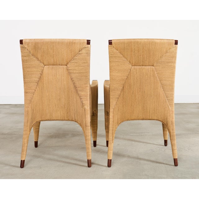 Tan Set of Ten Bill Sofield McGuire Danish Cord Cocoon Dining Chairs For Sale - Image 8 of 18