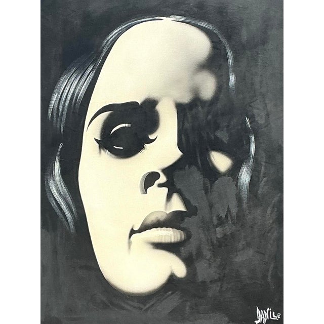 This monumental original oil painting is a captivating expression of Postmodern noir, capturing the alluring essence of a...
