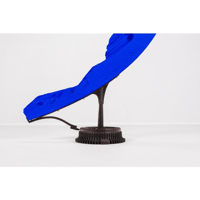 2000 - 2009 Bruno Helgen, Handcrafted Ultramarine Sculpture, Wood on Steel Base For Sale - Image 5 of 18