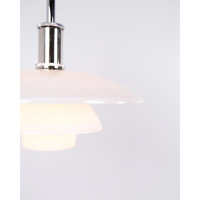 Glass PH 4½-4 Pendant in White Opal Glass and Chrome by Poul Henningsen for Louis Poulsen, 1980 For Sale - Image 7 of 12