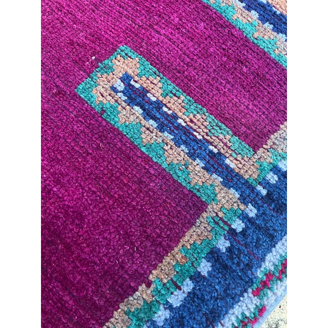 1960s Vintage Hot Pink and Teal Color Kurdish Tribal Runner Rug For Sale - Image 5 of 8
