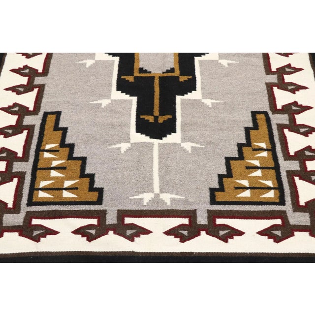 Native American Art Vintage Klagetoh Navajo-Style Kilim Rug - 04'06 X 07'02 For Sale - Image 4 of 12