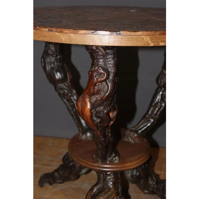 Guéridon on two levels in vineyard, marquetry set of vineyard appearing a star, brutalist work, together in good condition