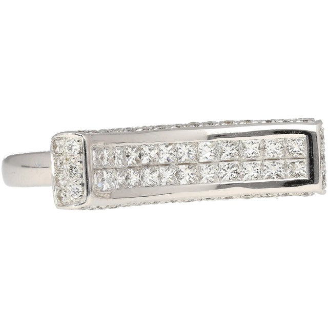 2 Carat Princess Cut Diamond Encrusted Curved Top Overlap Ring in 18K For Sale - Image 4 of 8