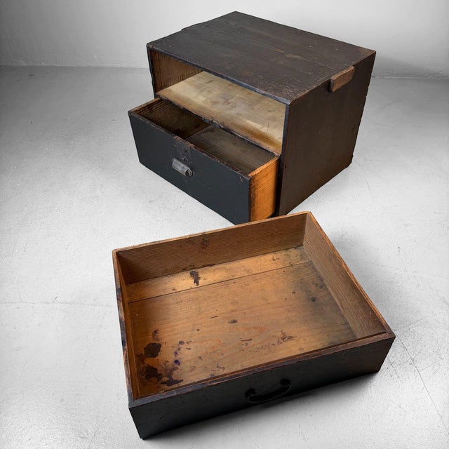 Black Small Japanese Tansu Drawer Chest, 1920s For Sale - Image 8 of 13
