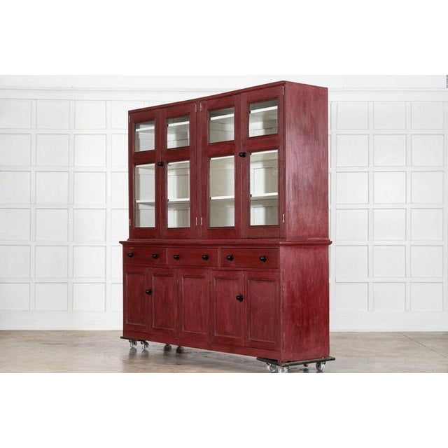 Late 19th Century Large English Painted Glazed Pine Housekeeper's Cupboard, 1880 For Sale - Image 5 of 13