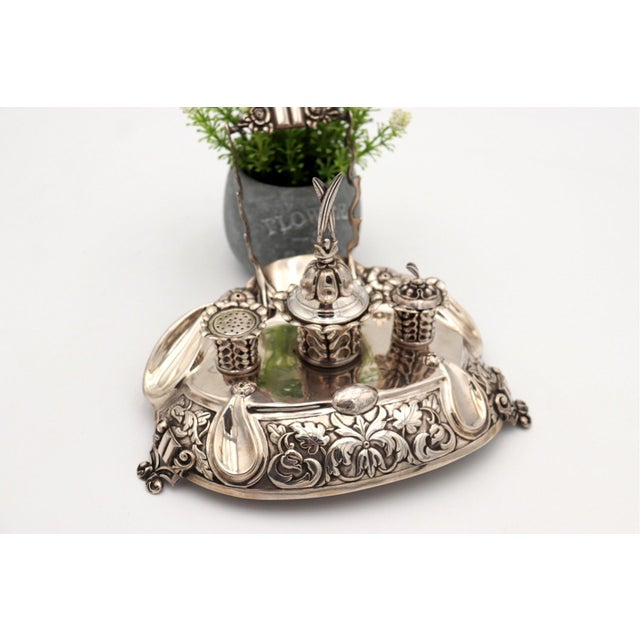 Silver Inkwell with Bell and Sandpit For Sale - Image 3 of 6