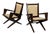 Mid-Century Modern Italian Wood and Straw Armchairs, 1940s, Set of 2 For Sale
