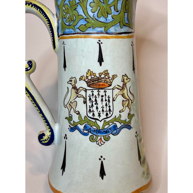 Share Antique Desvres French Faience Chocolate Pot With Breton & Decor Riche Border For Sale In Dallas - Image 6 of 13