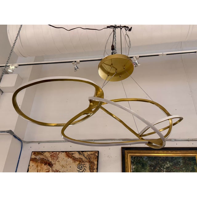 Metal Michael Oren Designs Orbit Burnished Brass Chandelier For Sale - Image 7 of 13