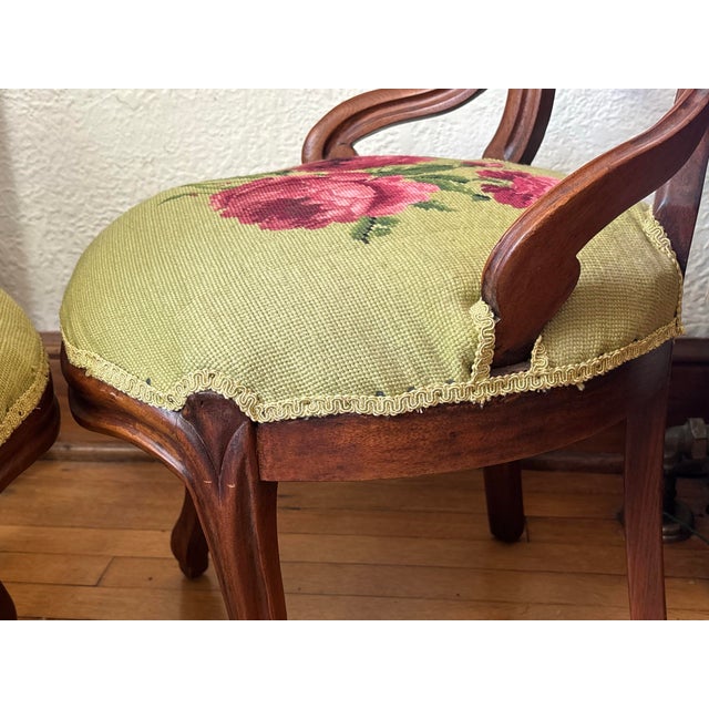 Green 19th Century Victorian Mahogany Balloon Back Parlor Side Chairs - A Pair For Sale - Image 8 of 12