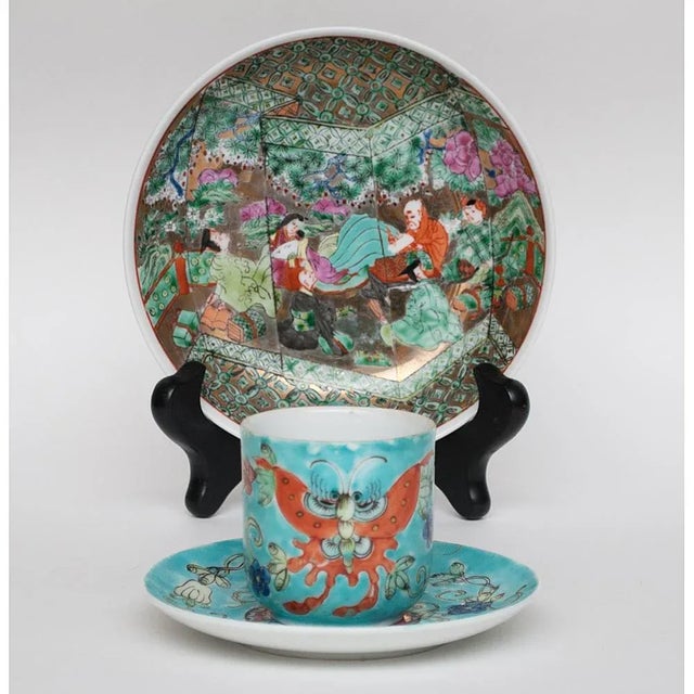 Vintage Japanese and Chinese Famille Verte Porcelain Set- 4 Pieces For Sale - Image 9 of 10