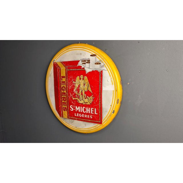Gold Enamel Sign for St Michel Cigarettes, 1953 For Sale - Image 8 of 15