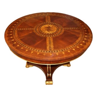 Matiland Smith Mahogany and Rosewood Inlaid Marquetry Regency Style Center Table For Sale