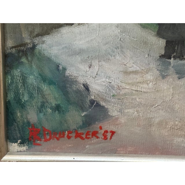 1950s Hyde Park Neighborhood, the Piccadilly Theater, Chicago, Il 1957, Oil Painting by Ruth L. Drucker For Sale - Image 5 of 9