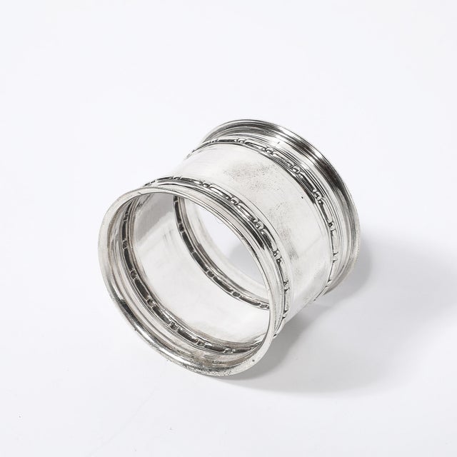 1900 - 1909 Antique 800 Silver Napkin Ring With Border Detailing & Antique Hallmarks For Sale - Image 5 of 7