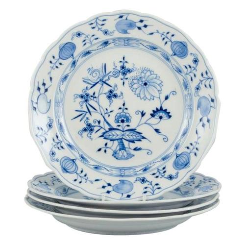 Ceramic Blue Onion Pattern Dinner Plates in Porcelain from Meissen, Germany, Set of 4 For Sale - Image 7 of 7