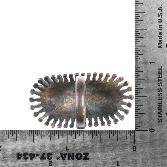 Silver sz6 Vincent and Socorro Johnson Zuni petit point turquoise sterling ring For Sale - Image 8 of 10