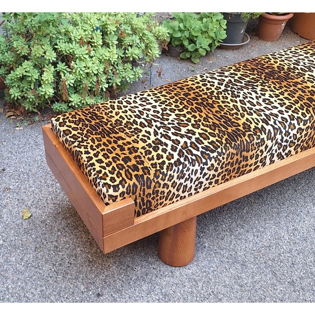 Black Bench with Conical Legs and Animalier Fabric from Artigianato Italiano, 2000s For Sale - Image 8 of 8