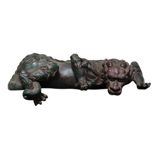 Vintage Gilt Bronze Mythical Beast Figure – Water-Absorbing Beast (Xishui Shou) For Sale