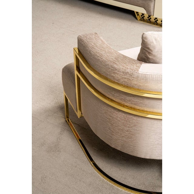 Casa Milano Asos 3-Piece Luxury Italian Living Room Set in Beige & Gold For Sale - Image 16 of 17