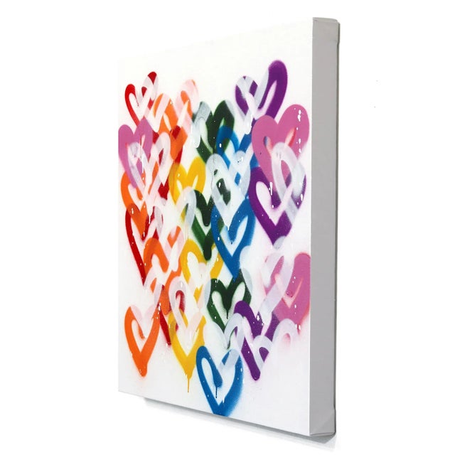 I Love Rainbows - Colorful Hearts Graffiti Painting on Canvas Original Artwork by Amber Goldhammer For Sale In Los Angeles - Image 6 of 9