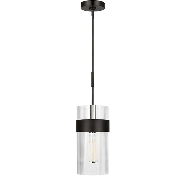 Chapman & Myers by Visual Comfort Studio Geneva 1-Light Large Pendant in Aged Iron For Sale