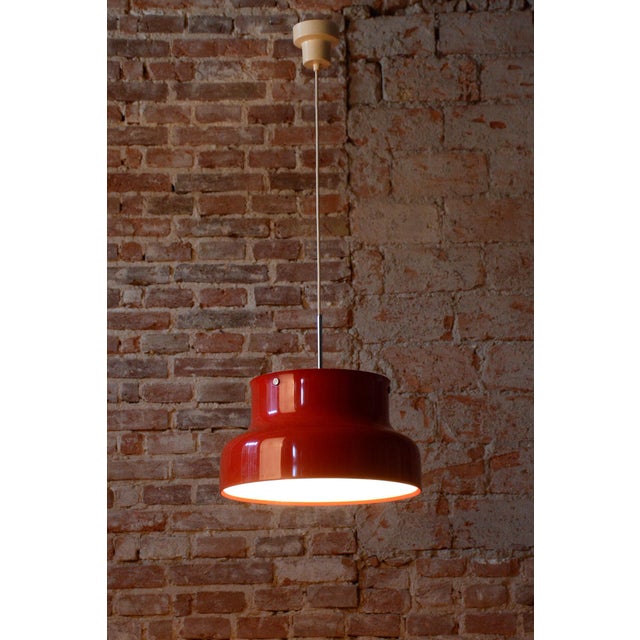 Red Mid-Century Pendant Light attributed to A. Pehrson for Ateljé Lyktan, Sweden, 1950s For Sale - Image 8 of 13