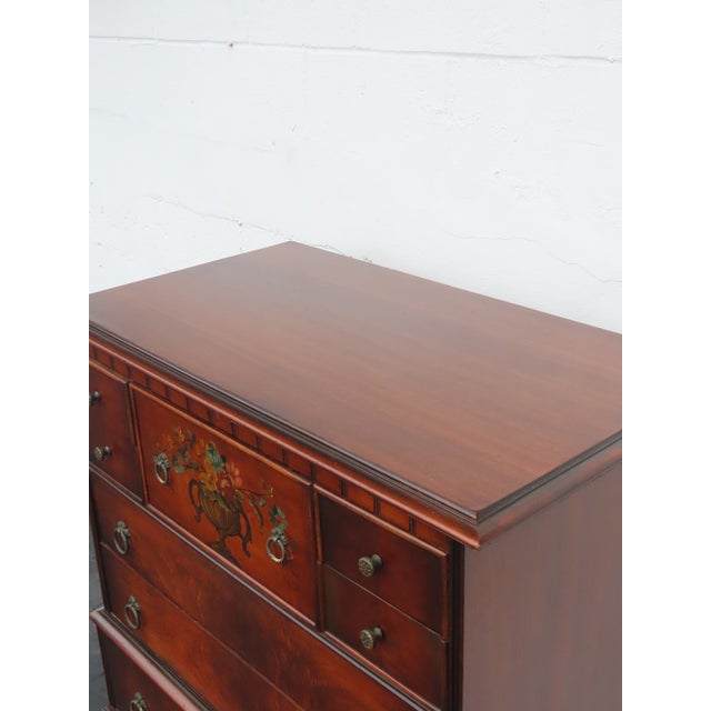 Early 1900s Carved Hand Painted Tall Chest of Drawers 6895 For Sale - Image 9 of 17