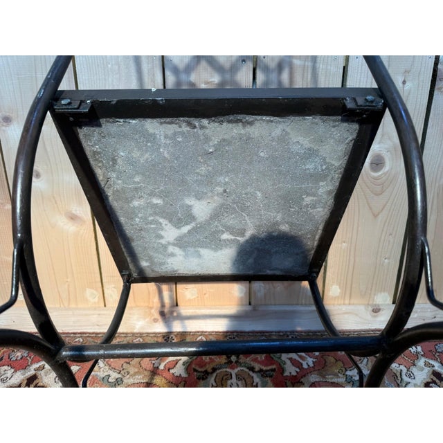 Black Mediterranean Style Wrought Iron and Cement Mosaic Garden Chairs, 1980s, Set of 6 For Sale - Image 8 of 11