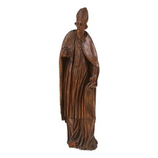 French Artist, Antique Statue of Saint Eligius, 1500s, Wood For Sale