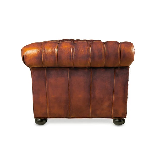 Contemporary Chesterfield Leather Sofa For Sale In Charlotte - Image 6 of 9